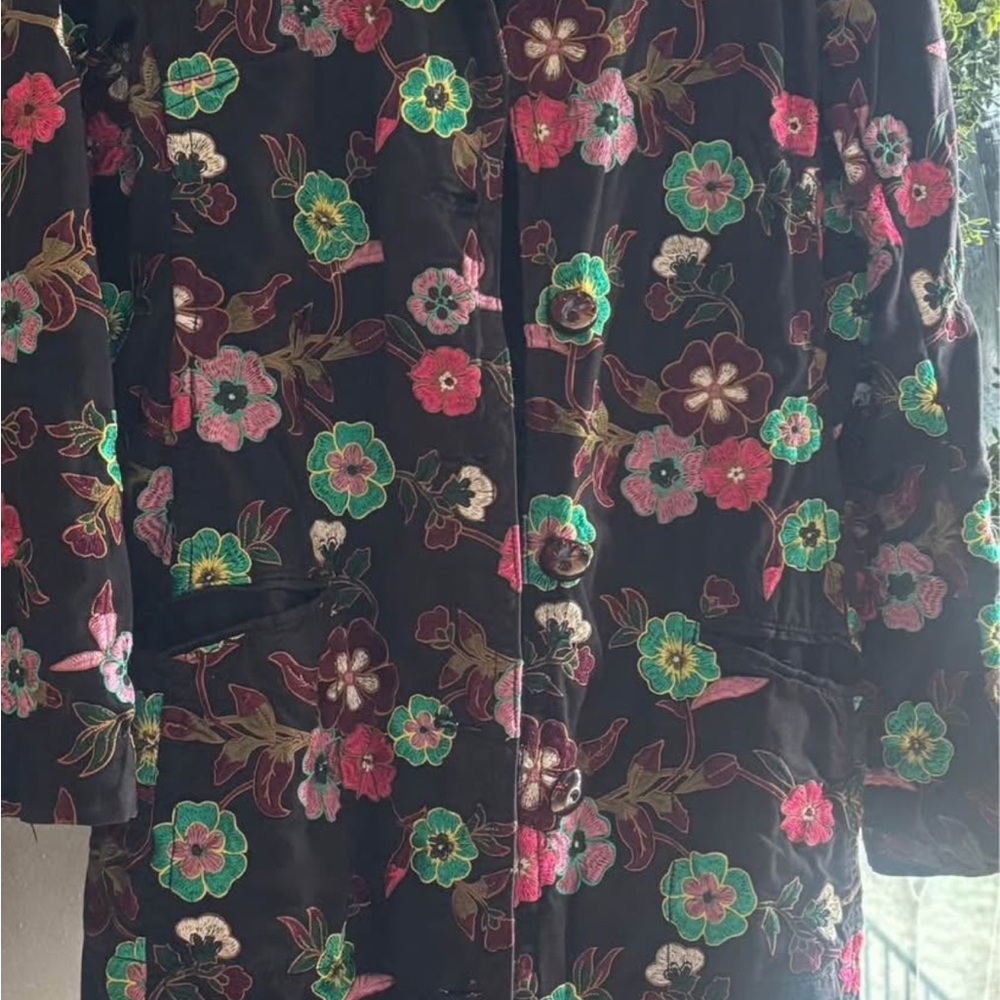 Johnny Was Floral Embroidered Jacket - Black, Green, Pink